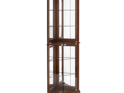 Corner Curio Dispaly Cabinet With Lights, Adjustable Tempered Glass Shelves, Mirrored Back (E26 Light Bulb Not Included)