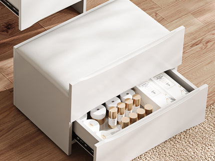 3 In 1 Vanity Table With LED Mirror & Storage Stool For Bedroom