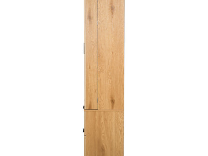 Fluted Kitchen Pantry Cabinet With 2 Large Drawers & 8 Door Spice Rack Freestanding Storage Organizer - Oak