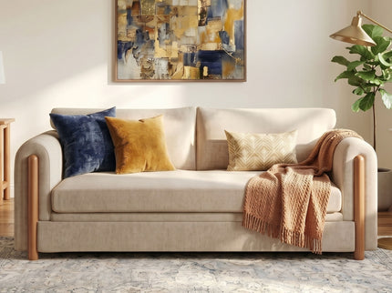 Modern 3 Seater Upholstered Couch Sofa For Living Room