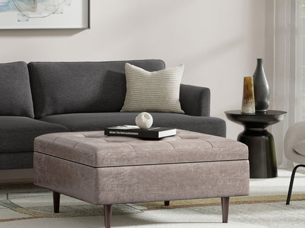 Shay - Large Square Coffee Table Storage Ottoman Mid-Century Style
