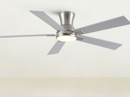 Low Profile Flush Mount Intergrated LED Ceiling Fan With Light And Reversible Quiet Motor