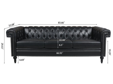 Traditional Square Arm Removable Cushion 3 Seater Sofa