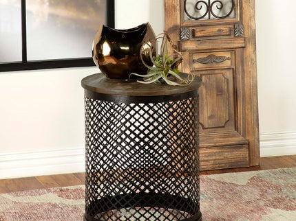 Drum Base Accent Table - Brown