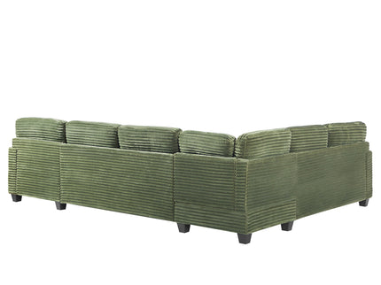 Upholstered U-Shaped Sectional Sofa With Movable Ottoman And Side Storage Pockets