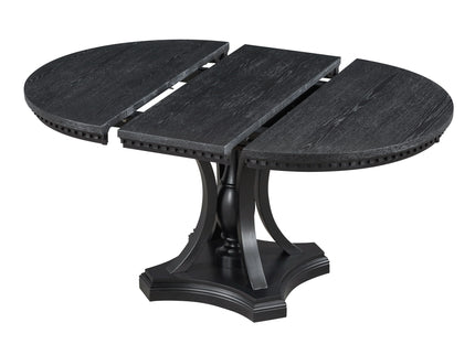 5 Piece Dining Set Extendable Round Table And 4 Chairs - Black / Oak
