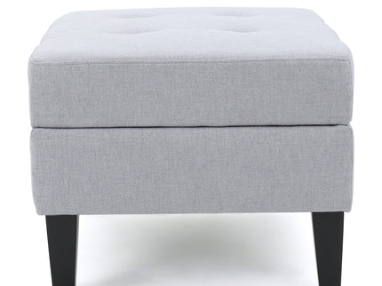 Storage Ottoman With Birch Wood Legs And Cushioned Top For Comfort