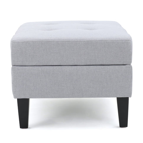 Storage Ottoman With Birch Wood Legs And Cushioned Top For Comfort