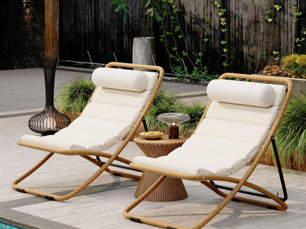 Outdoor Folding Chair With Adjustable Backrest (Set of 2)