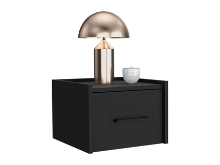 Floating Nightstand, Space Saving Design With Handy Drawer And Surface - Black