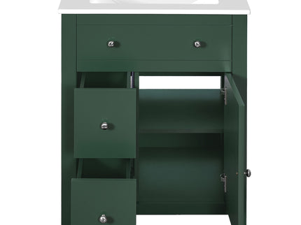 Bathroom Vanity With Basin, Rectangular Cabinet With 2 Drawers And Soft Closing Door