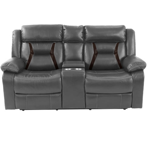 Modern Reclining Loveseat With Console, Cup Holders, Storage