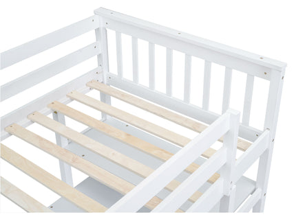 Loft Bed With Storage Shelves And Under Bed Desk