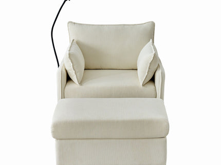 Comfy Oversized Chaise Lounge Chair With Ottoman And Storage