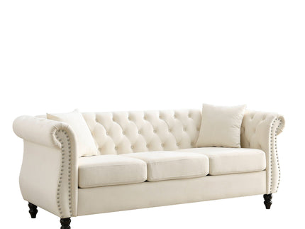 Chesterfield Sofa With Rolled Arms And Nailhead Trim