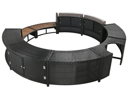 Spa Surround Spa Frame Patio Rattan Sofa Set With Storage Spaces, Mini Sofa And Comfortable Cushion For Patio, Backyard