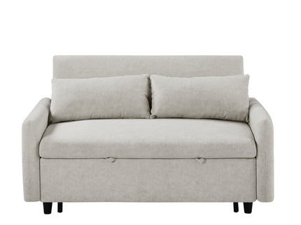 Pull Out Sleep Sofa Bed Loveseats Sofa Couch With Adjsutable Backrest, Storage Pockets, 2 Soft Pillows, USB Ports For Living Room, Bedroom, Apartment, Office
