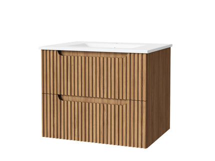 30" Wall Mounted Bathroom Vanity With Sink, Soft Close System, And Spacious Drawers - Walnut