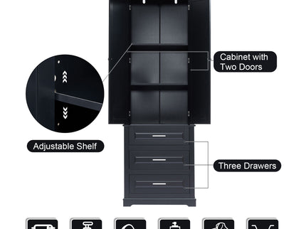 Tall Storage Cabinet With 3 Drawers For Bathroom