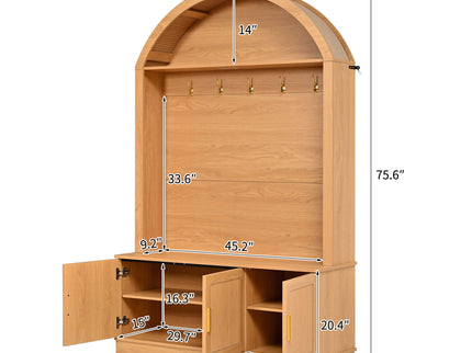 Arched Top Hall Tree With 5 Hooks