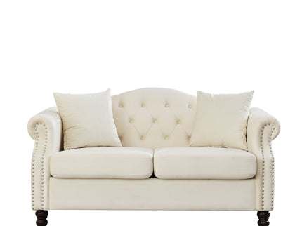 2 Seater Chesterfield Sofa With Rolled Arms And Nailhead Trim For Living Room