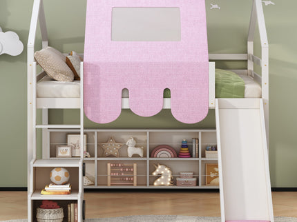 Loft Bed With House Shaped Frame And Tent