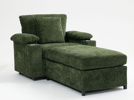 Fabric Sofa Bed With Cupholders And USB Charging Ports Chair For Living Room