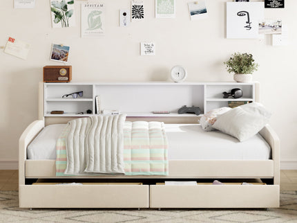 Luxurious Upholstered Platform Bed With Storage Drawers