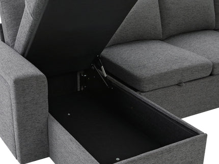 U - Shaped Convertible Sectional Sofa Bed With Storage, USB Charger & Cup Holders