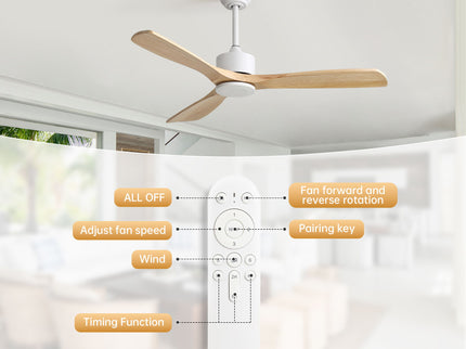 52" All Ceiling Fan With DC Reversible Motor, 3 Blades