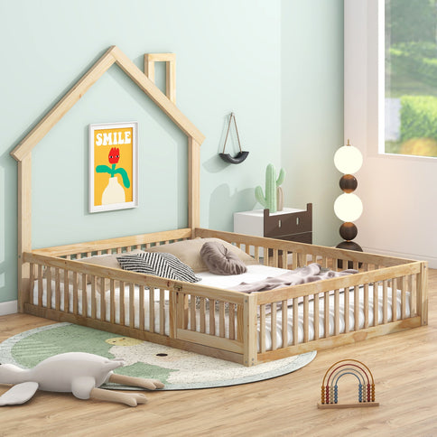 House Platform Bed With Guardrail