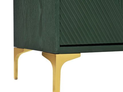 Modern Wood Sideboard Cabinet With Carved Door Panels, Adjustable Shelves, And Sturdy Metal Legs