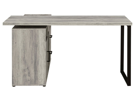 Corrado - L-Shape Office Desk With Storage - Gray