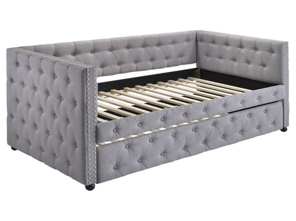 Cross - Upholstered Twin Daybed With Trundle - Gray