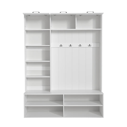 Farmhouse Hall Tree & Bench And Shoe Storage