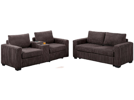 Modern Style 2 Piece Sofa Set With Cup Holders & Charging Port