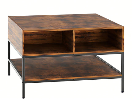 Rustic Flip Top Coffee Table With Hidden Storage - Black / Brown