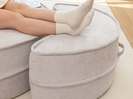 Modern Oversized Round Barrel Accent Chair With Ottoman