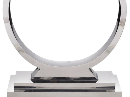 Zander - Printed Faux Marble Top Mirrored Sofa Table - Silver / White