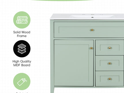 Bathroom Vanity With Sink, Cabinet With 3 Drawers And Adjustable Shelf