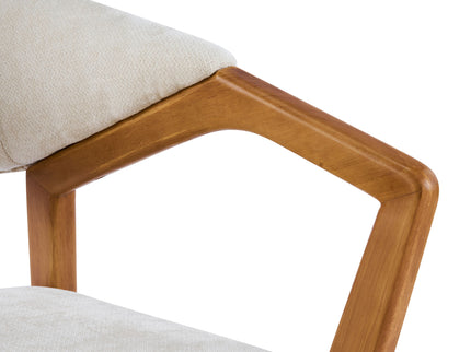 Indoor Upholstered Dining Armchair (Set of 2) - Beige / Teak