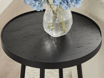 Ranlo - Round Accent Table With Geometric Legs - Black