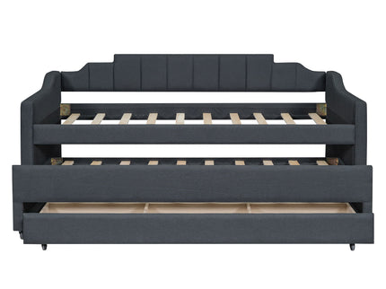 Upholstered Simple Design Daybed With Trundle And 3 Drawers
