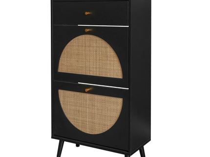 Allen - Rattan 2 Door 1 Drawer Cabinet Shoe Rack For Entrance