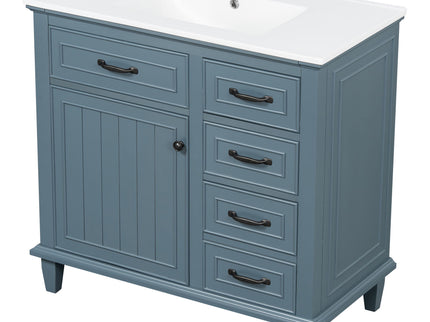 Modern Bathroom Vanity With Sink Top, Flip Drawers, Adjustable Shelf