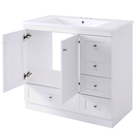 Shaker Free Standing Bathroom Vanity Cabinet With Sink, Soft Close Drawers, Soft Close Doors