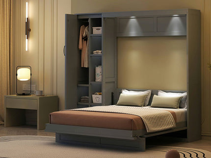 Murphy Wall Bed With Shelves, Wardrobe And LED Lights