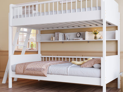 Bunk Bed With 3 Storage Shelves, Adjustable Ladder Left Or Right