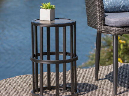Outdoor Powder Coated Side Table - Gray