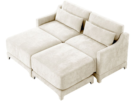 Stylish Sofa With Ottoman And Lumbar Pillows, Ergonomic Design
